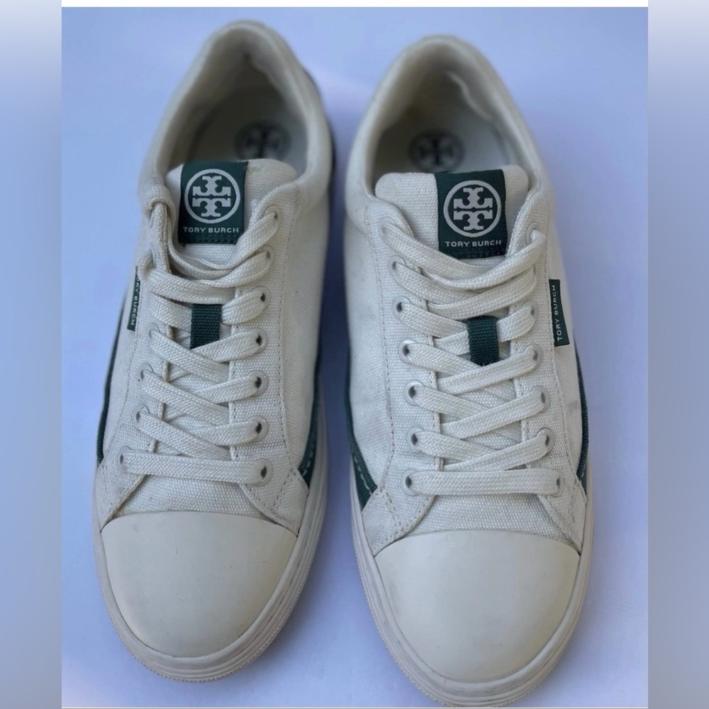 Tory Burch women White and Green Sneakers